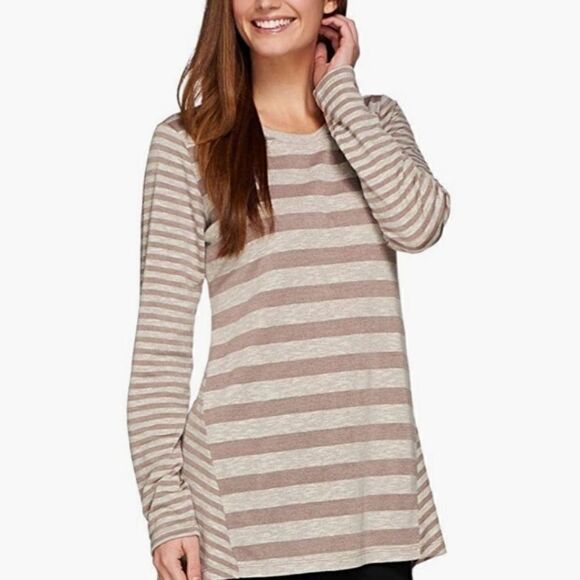 LOGO By Lori Goldstein Tunic Top Purple Striped M - Picture 2 of 5